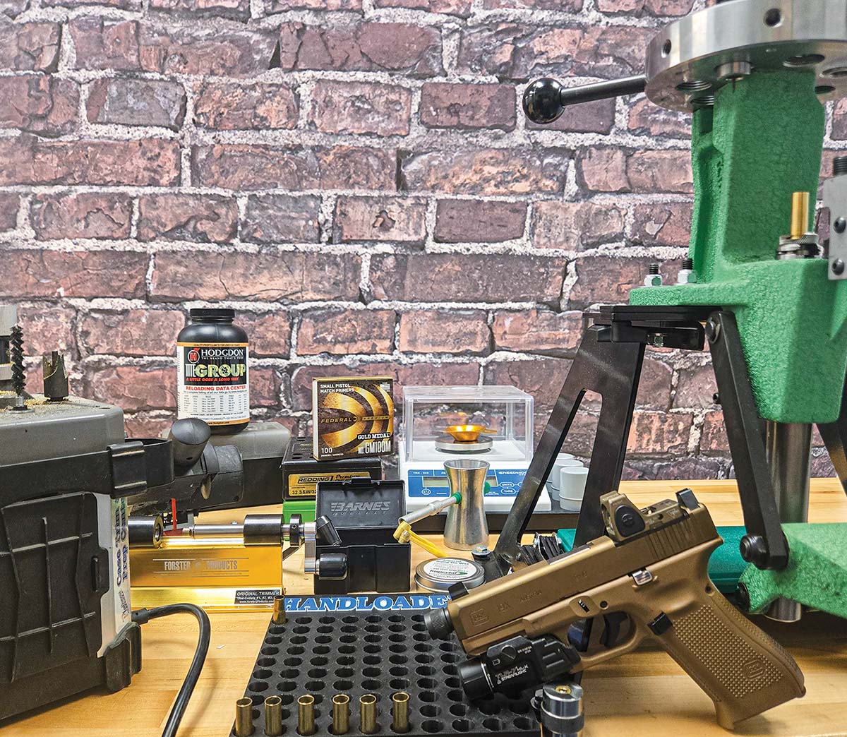 Some of the components and tools used to assemble the 9mm Luger Snake Shot loads. Working in batches smoothes over the labor-intensive process, making it much more efficient.